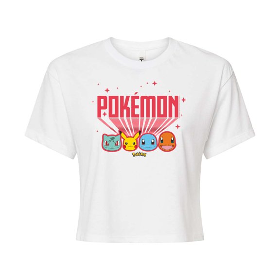 Pokémon - Retro Pokémon - Juniors Cropped Cotton Blend T-Shirt
