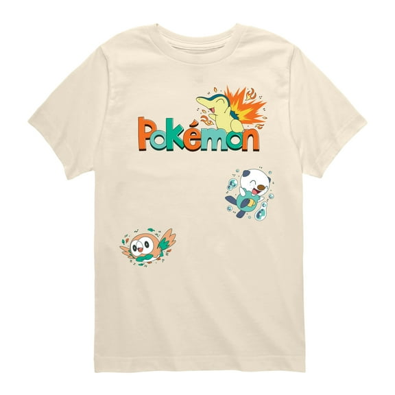 Pokémon - Rowlet, Cyndaquil, Oshawott   - Youth Short Sleeve Graphic T-Shirt