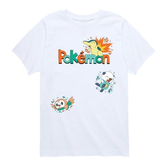 Pokémon - Rowlet, Cyndaquil, Oshawott - Youth Short Sleeve Graphic T-Shirt
