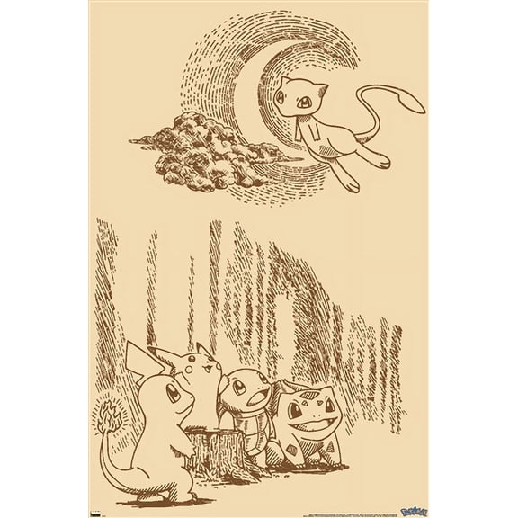 Pokémon - Sepia Scene Wall Poster, 22.375" x 34"