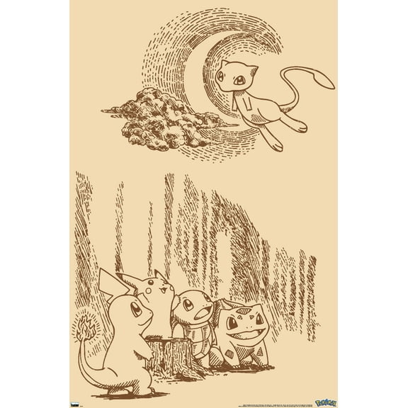 Pokémon - Sepia Scene Wall Poster, 22.375" x 34"