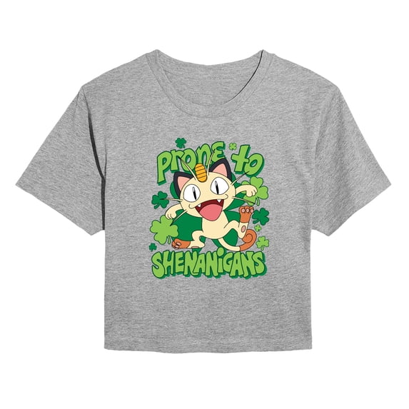 Pokémon - Shenanigans Meowth - Juniors Cropped Graphic T-Shirt