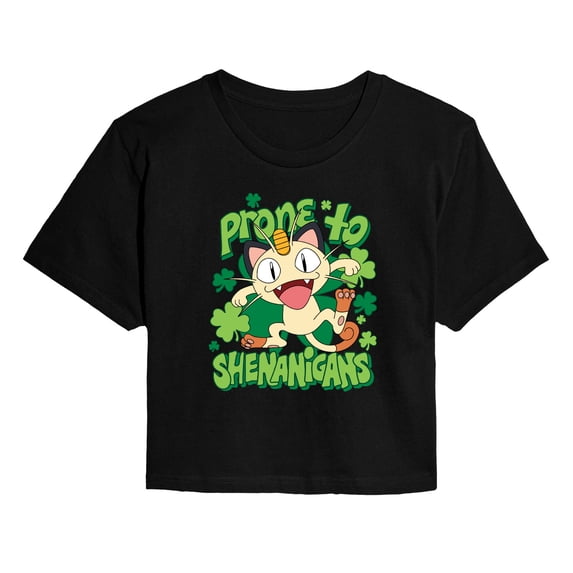 Pokémon - Shenanigans Meowth - Juniors Cropped Graphic T-Shirt
