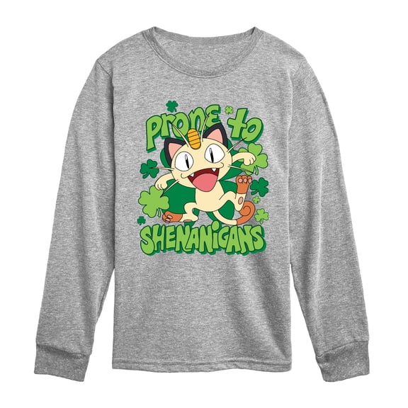 Pokémon - Shenanigans Meowth - Youth Boys Long Sleeve Graphic T-Shirt