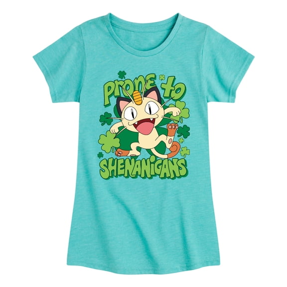 Pokémon - Shenanigans Meowth - Youth Girls Fitted Short Sleeve T-Shirt