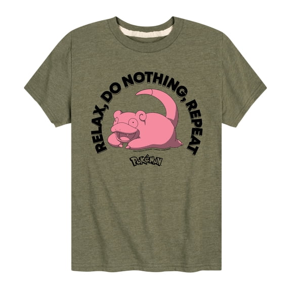 Pokémon - Slowpoke Relax Do Nothing Repeat - Youth Short Sleeve Graphic T- Shirt