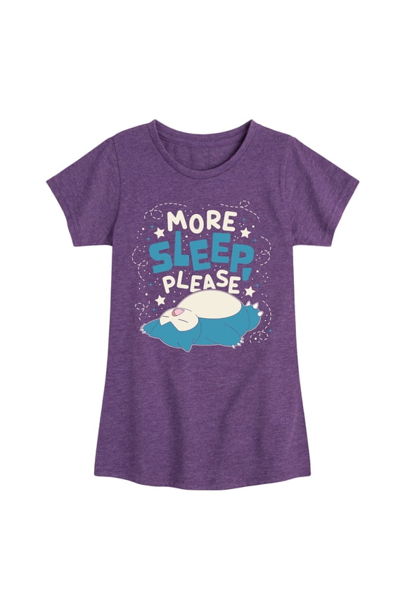 Pokémon - Snorlax Nap All Day Sleep All Night - Girls Toddler And Youth Fitted Short Sleeve Graphic T-Shirt
