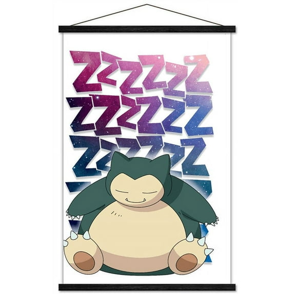 Pokemon - Snorlax Wall Poster with Wooden Magnetic Frame, 22.375" x 34"