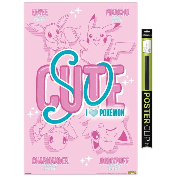 Pokémon - So Cute Pikachu Eevee Jigglypuff Charmander Wall Poster, 22.375" x 34"
