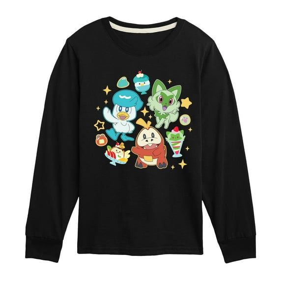 Pokémon - Sprig Fuec Quax Cafe - Boys Youth Long Sleeve T-Shirt