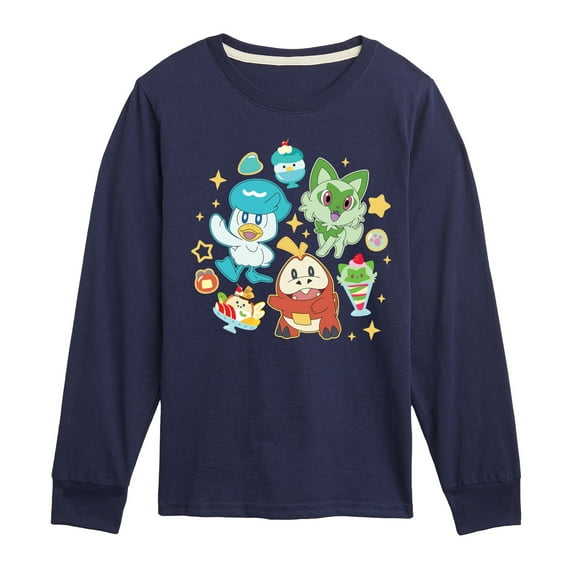 Pokémon - Sprig Fuec Quax Cafe - Boys Youth Long Sleeve T-Shirt