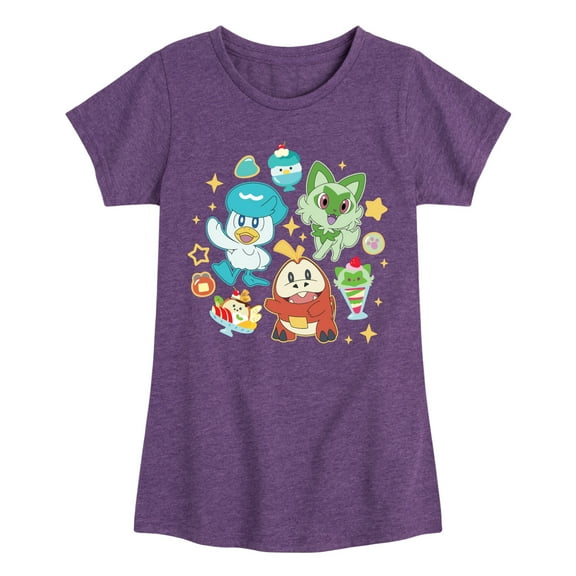 Pokémon - Sprig Fuec Quax Cafe - Girls Youth Fitted Short Sleeve T-Shirt