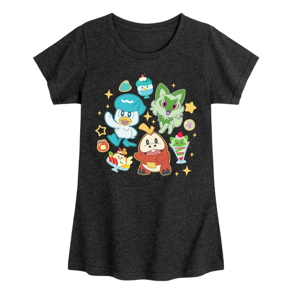 Pokémon - Sprig Fuec Quax Cafe - Girls Youth Fitted Short Sleeve T-Shirt
