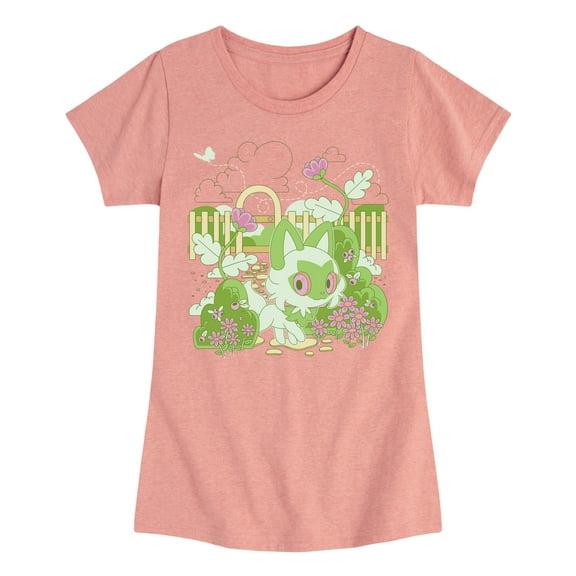 Pokémon - Sprigatito Cottage Garden - Girls Fitted Short Sleeve T-Shirt