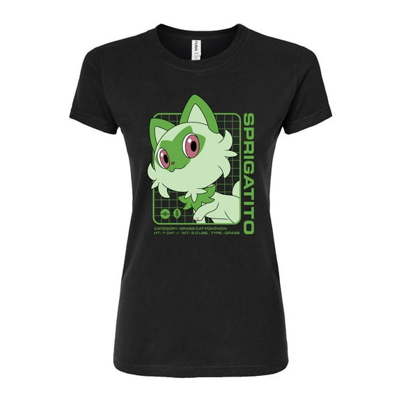 Pokémon - Sprigatito Stats - Juniors Fitted Graphic T-Shirt