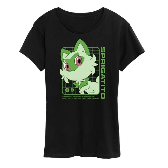 Pokémon - Sprigatito Stats - Women's Short Sleeve Graphic T-Shirt