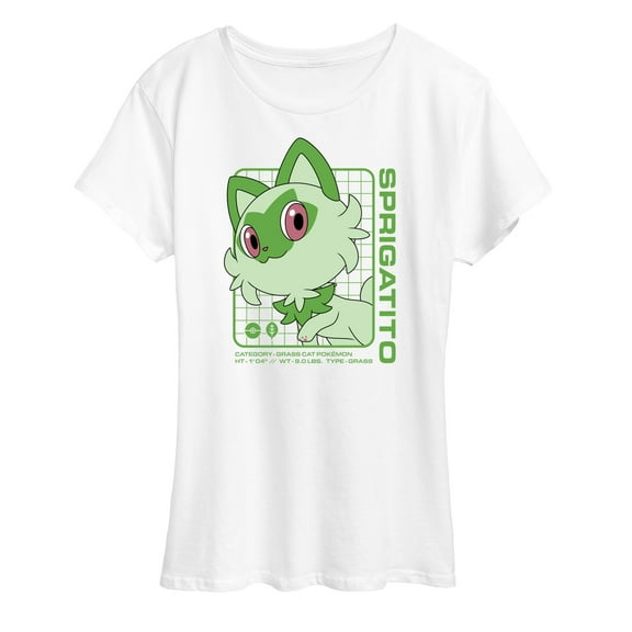 Pokémon - Sprigatito Stats - Women's Short Sleeve Graphic T-Shirt