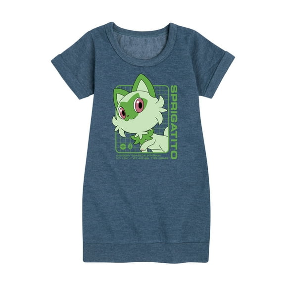 Pokémon  - Sprigatito Stats - Youth Girls Fleece Dress