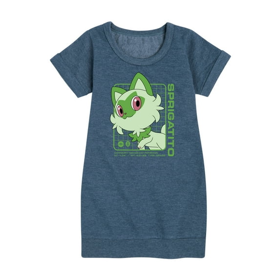Pokémon - Sprigatito Stats - Youth Girls Fleece Dress