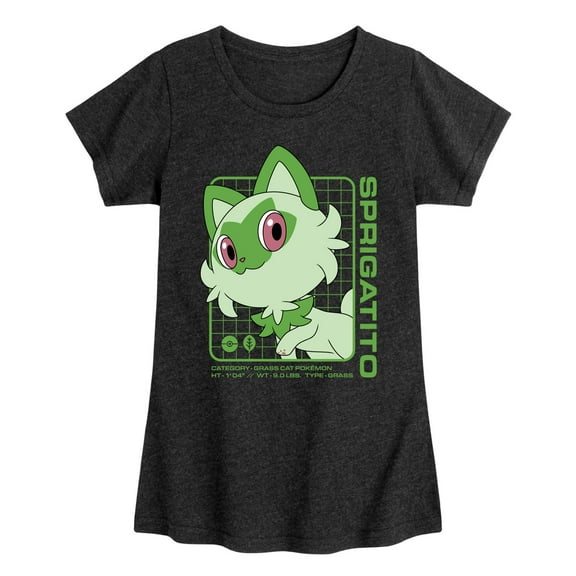 Pokémon - Sprigatito Stats - Youth Girls Short Sleeve Graphic T-Shirt
