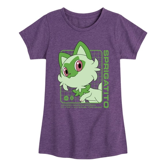 Pokémon  - Sprigatito Stats - Youth Girls Short Sleeve Graphic T-Shirt
