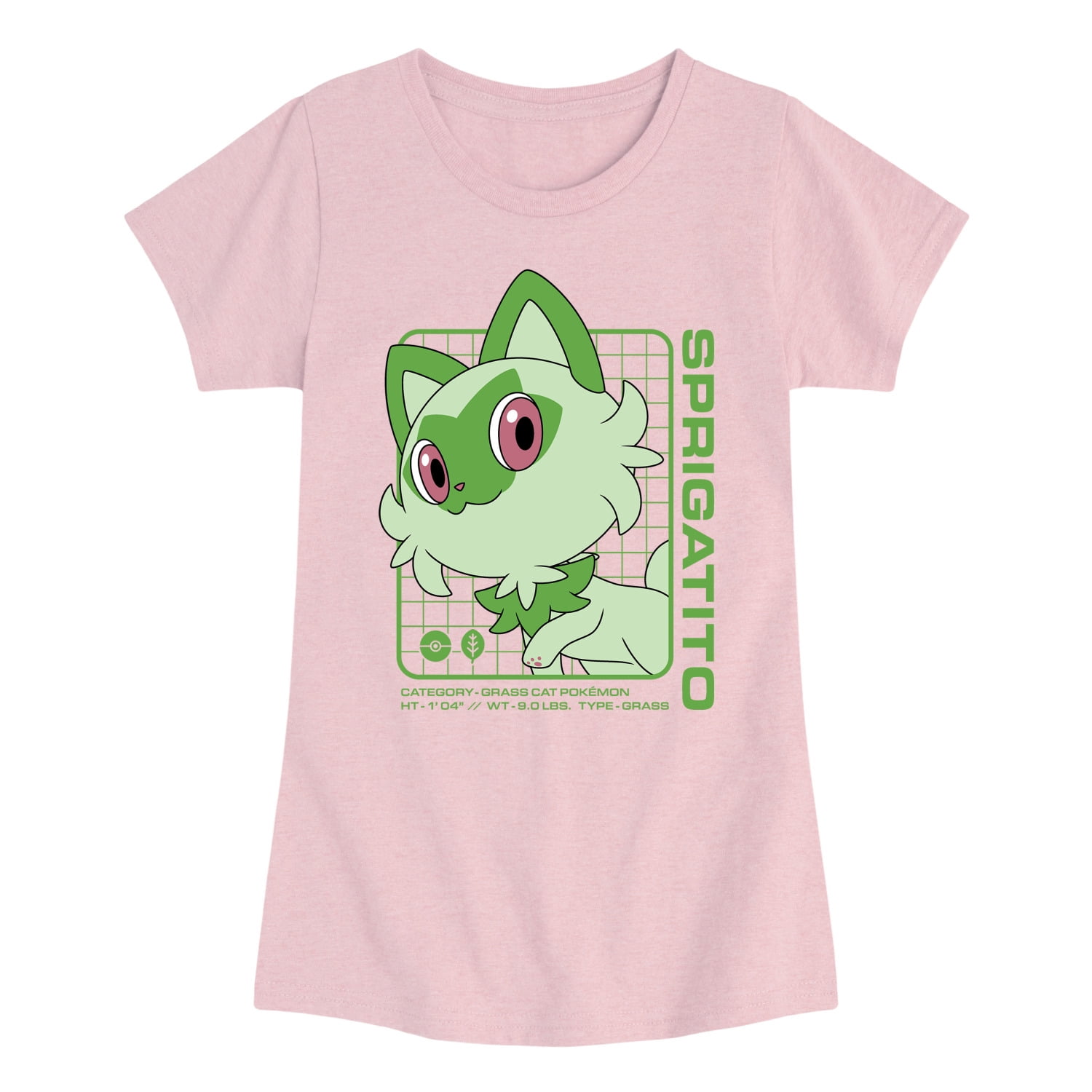 Pokémon - Sprigatito Stats- Youth Girls Short Sleeve T-Shirt Girls ...