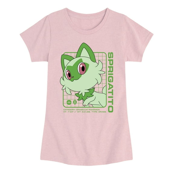 Pokémon - Sprigatito Stats- Youth Girls Short Sleeve T-Shirt