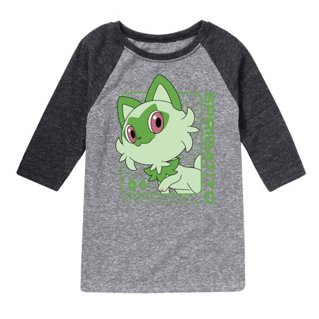 Pokémon - Sprigatito Stats - Youth Raglan Graphic T-Shirt
