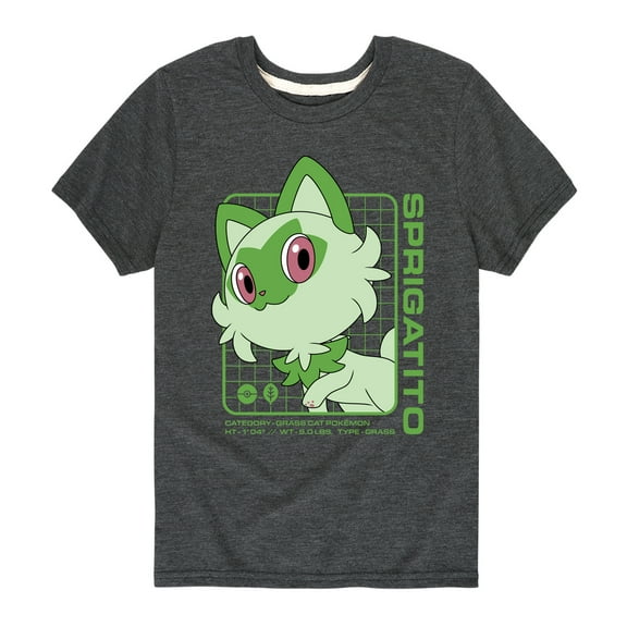 Pokémon - Sprigatito Stats - Youth Short Sleeve Graphic T-Shirt