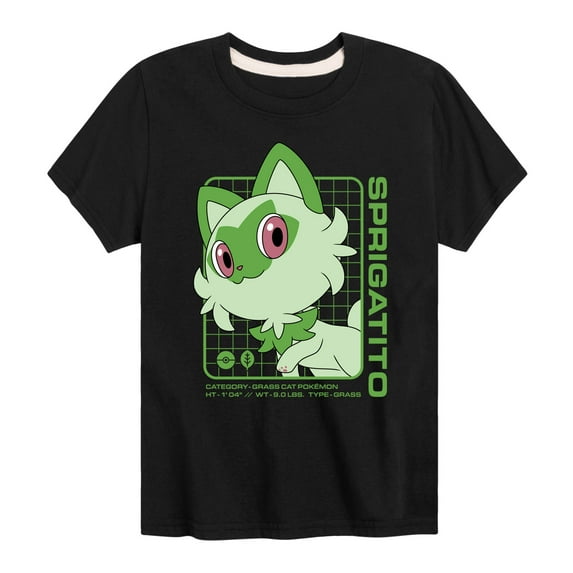 Pokémon - Sprigatito Stats - Youth Short Sleeve Graphic T-Shirt