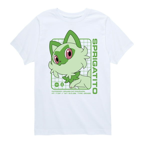 Pokémon - Sprigatito Stats - Youth Short Sleeve Graphic T-Shirt