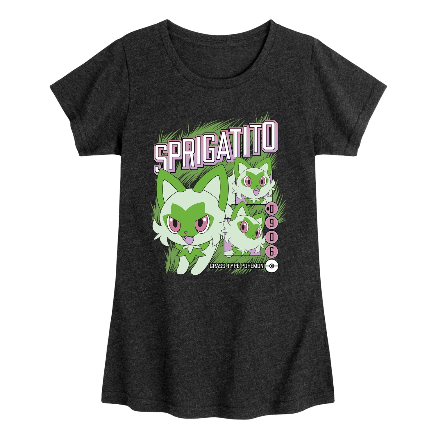 Pokémon - Sprigatito - Youth Girls Fitted Short Sleeve T-Shirt ...