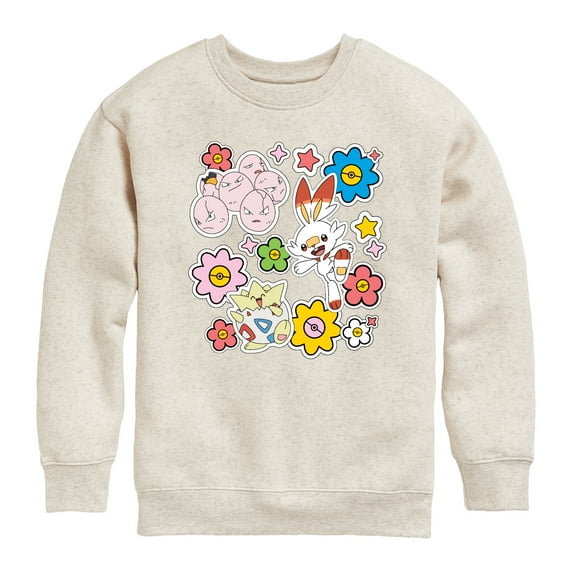 Pokémon - Spring Stickers - Youth Boys Crew Fleece Sweatshirt