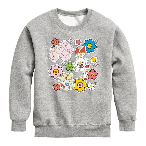 Pokémon - Spring Stickers - Youth Boys Crew Fleece Sweatshirt