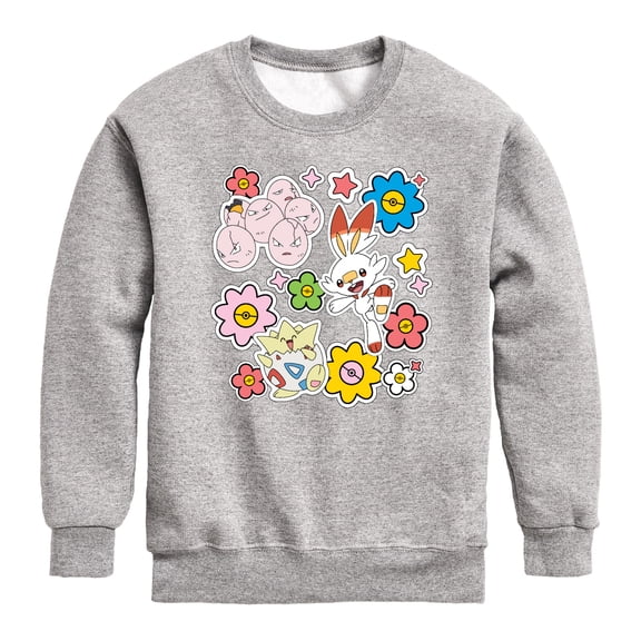 Pokémon - Spring Stickers - Youth Boys Crew Fleece Sweatshirt