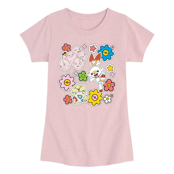 Pokémon - Spring Stickers - Youth Girls Fitted Short Sleeve T-Shirt