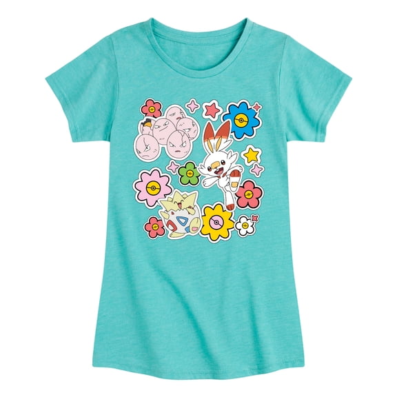 Pokémon - Spring Stickers - Youth Girls Fitted Short Sleeve T-Shirt