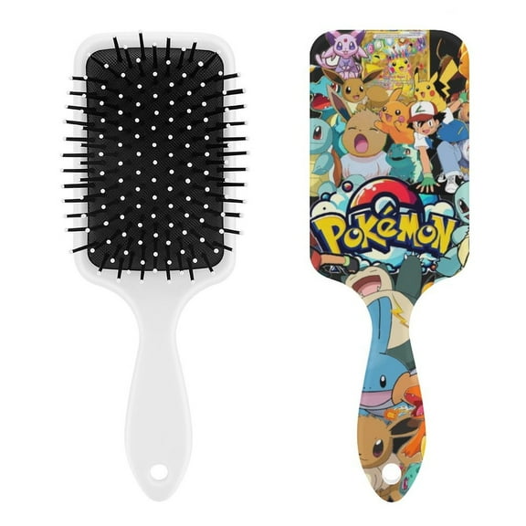 Pokmon Squirtle Air Cushion Detangling Paddle Brush with Ball Tip Anti Static Massage Hair Care for Thick Curly Wet and Dry Hair Web Detangler Hair Combs