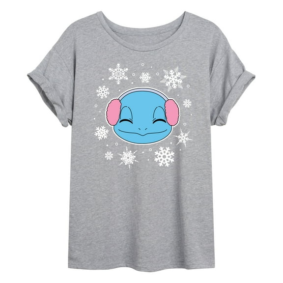 Pokémon - Squirtle And Snowflakes - Juniors Ideal Flowy Muscle T-Shirt