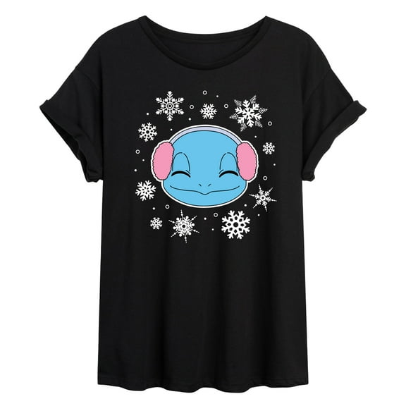 Pokémon - Squirtle And Snowflakes - Juniors Ideal Flowy Muscle T-Shirt
