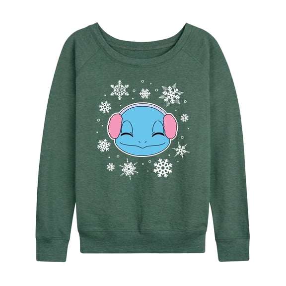 Pokémon - Squirtle And Snowflakes - Women's Lightweight French Terry Long Sleeve Shirt