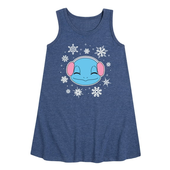 Pokémon - Squirtle And Snowflakes - Youth Girls A-line Dress