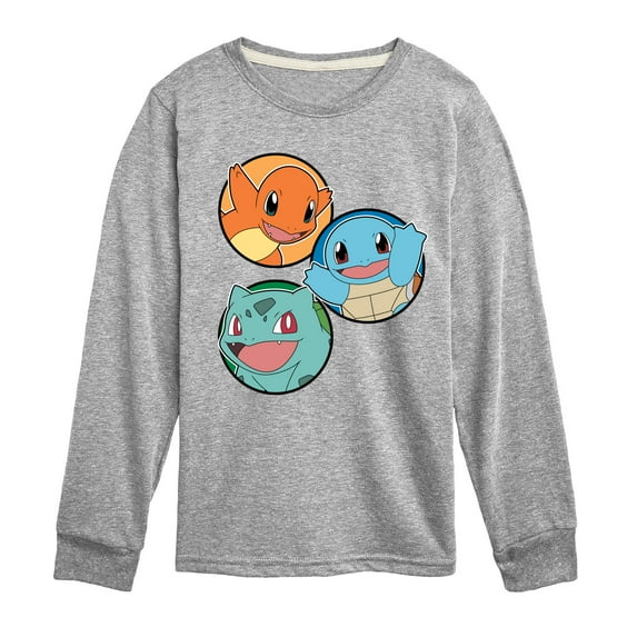 Pokémon - Squirtle, Bulbasaur, & Charmander Group - Youth Long Sleeve Graphic T-Shirt