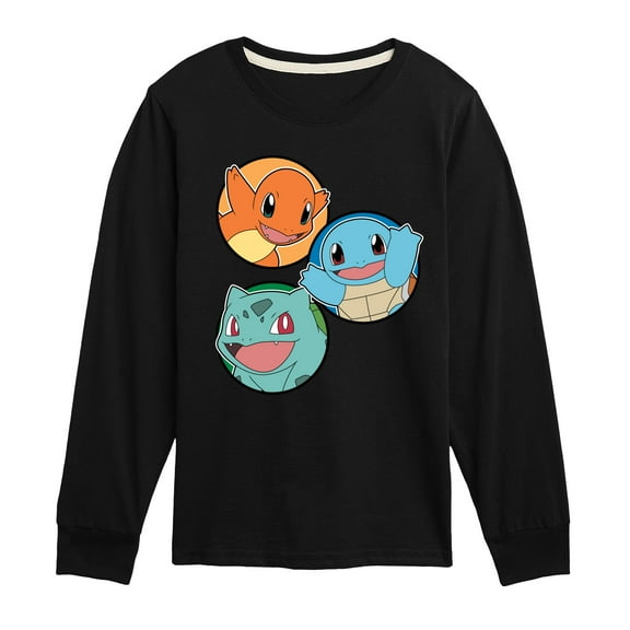 Pokémon - Squirtle, Bulbasaur, & Charmander Group - Youth Long Sleeve Graphic T-Shirt