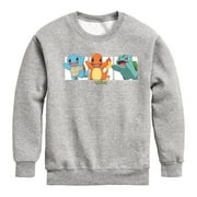 THE POKEMON COMPANY INTERNATIONAL Pokémon - Squirtle, Charmander and Bulbasaur - Youth Crewneck Fleece Sweatshirt