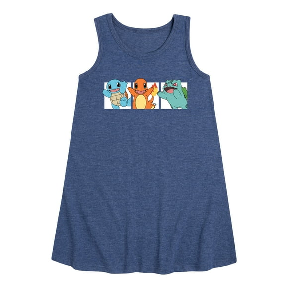 Pokémon - Squirtle, Charmander and Bulbasaur - Youth Girls A-line Dress