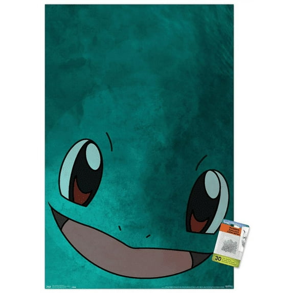 Pokémon - Squirtle Face Wall Poster with Push Pins, 22.375" x 34"