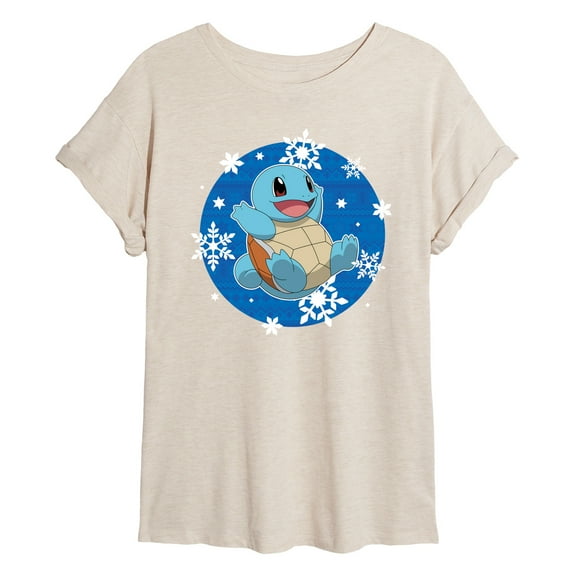 Pokémon  - Squirtle Snowflake Pattern - Juniors Muscle T-Shirt