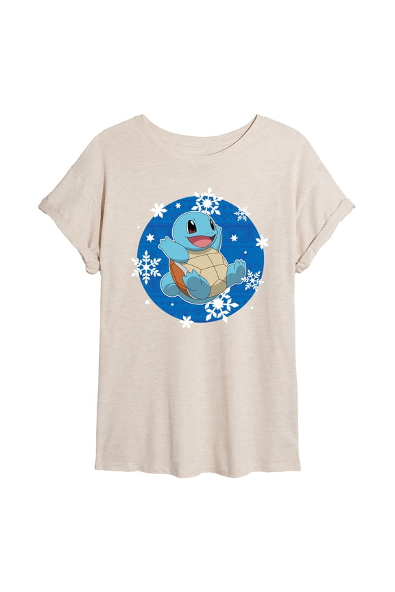 Pokémon  - Squirtle Snowflake Pattern - Juniors Muscle T-Shirt