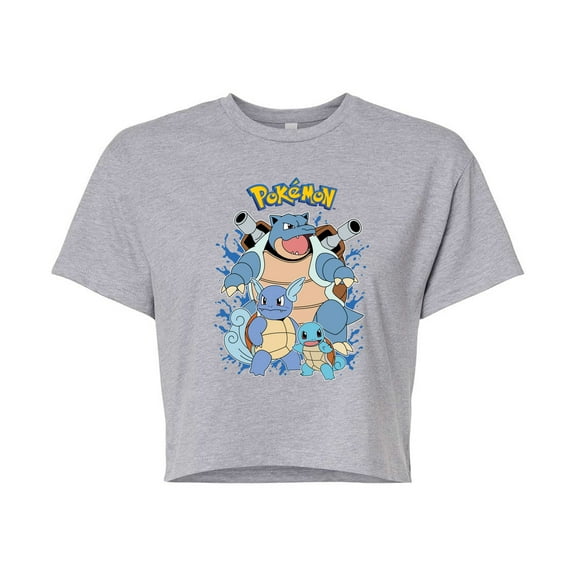 Pokémon - Squirtles Evolution - Juniors Cropped Cotton Blend T-Shirt